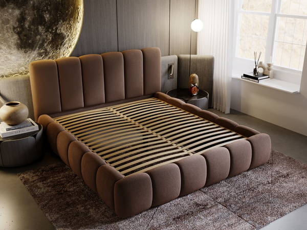 Polsterbett Ohne Bettkasten mit Lattenrost 160x200 Cloud Braun