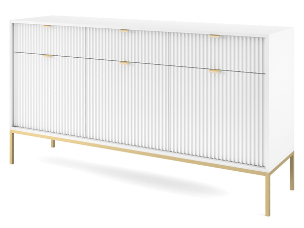 Kommode mit Türen und Schubladen Amber Weiß, Gold Frame