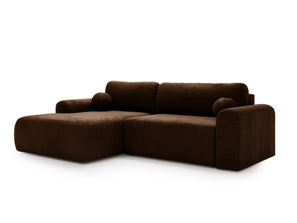 Ecksofa L-Form mit Schlaffunktion und Bettkasten Savana Links Braun