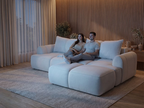 Ecksofa L-Form Rechts mit Schlaffunktion und Bettkasten Bonno Schwarz