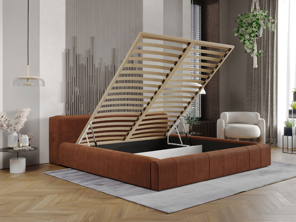 Polsterbett mit Bettkasten und Lattenrost 160x200 Lipari Braun