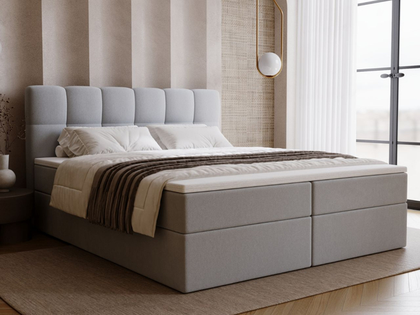Boxspringbett mit Bettkasten 140x200 Maison Grau