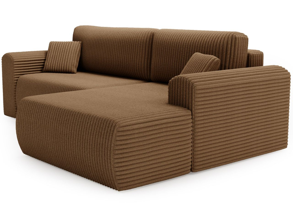 Ecksofa mit Schlaffunktion und Bettkasten Belvio rechts Braun