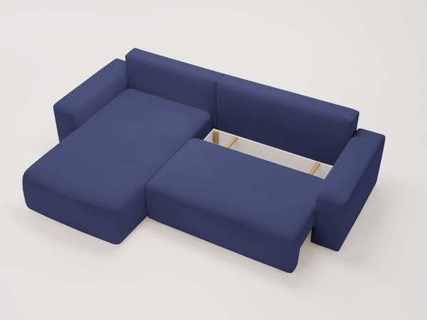 Ecksofa L-Form Links mit Schlaffunktion und Bettkasten Tazones Dunkelblau