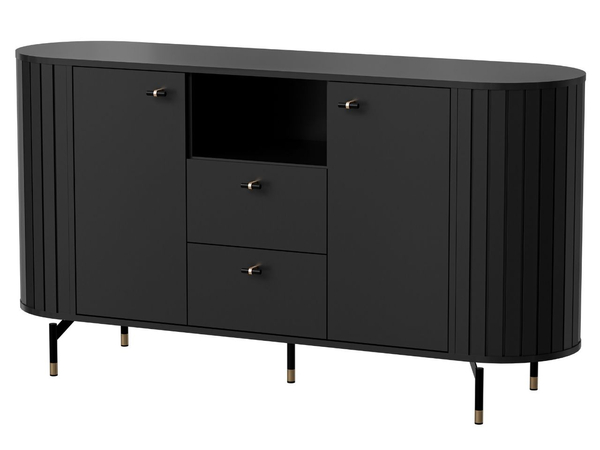Möbel-Set für Wohnzimmer Soria Schwarz mat