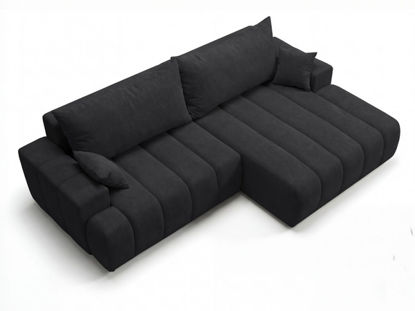 Ecksofa L-Form Rechts mit Schlaffunktion und Bettkasten Caleo Schwarz