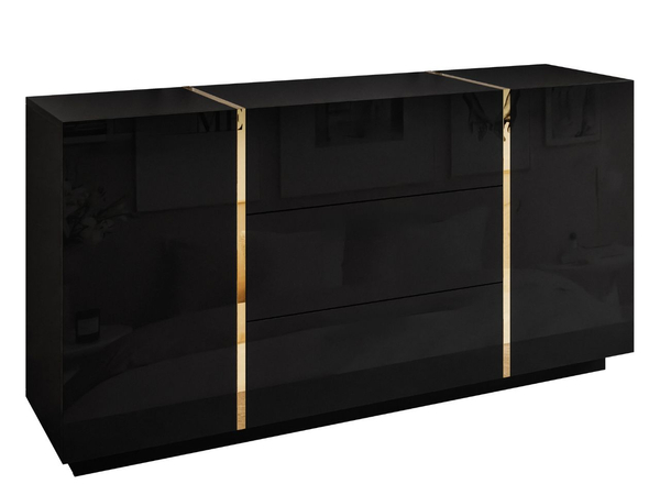 Wohnzimmer-Set im Glamour-Stil Lunelie Schwarz Hochglanz
