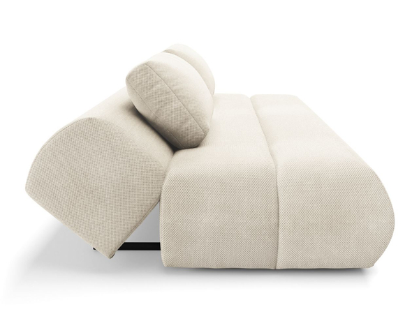 Schlafsofa mit verstellbarer Rückenlehne, Schlaffunktion und Bettkasten Figo Creme