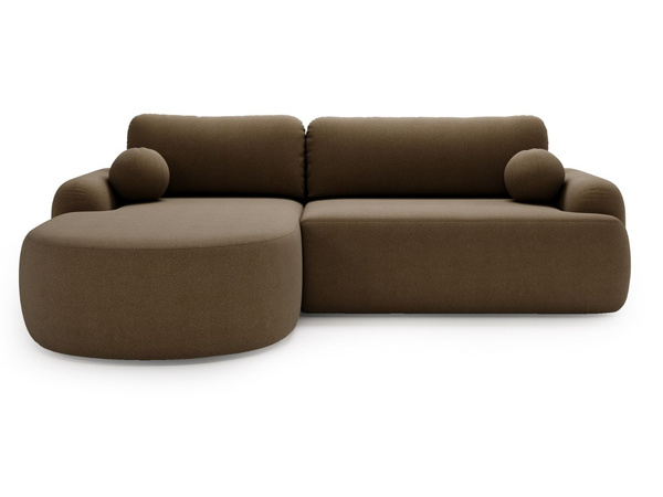 Ecksofa L-Form Links mit Schlaffunktion und Bettkasten Aurio Braun