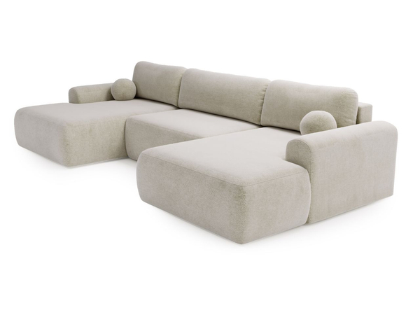 Wohnlandschaft mit Schlaffunktion und Bettkasten Savana Hellbeige