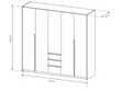 Fünftüriger Kleiderschrank mit Drehtüren und LED-Beleuchtung Baffi Eiche Craft Gold, Weiß