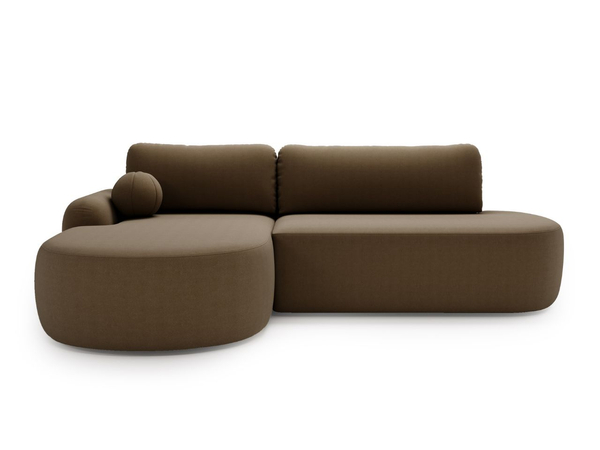 Ecksofa L-Form Links mit Schlaffunktion und Bettkasten Aurio O Braun