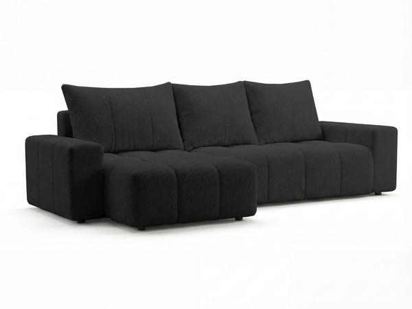 Ecksofa L-Form mit Schlaffunktion und Bettkasten Bresso Schwarz