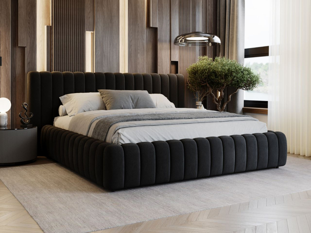 Polsterbett mit Bettkasten und Lattenrost 200x200 Bliss Schwarz