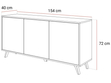 Dreitürige Kommode 154 cm Glamour-Stil auf kaschmirfarbenen Beinen Vivance Kaschmirglanz