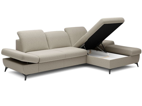 Ecksofa L-Form Rechts mit Schlaffunktion und Bettkasten Hannover Hellbraun