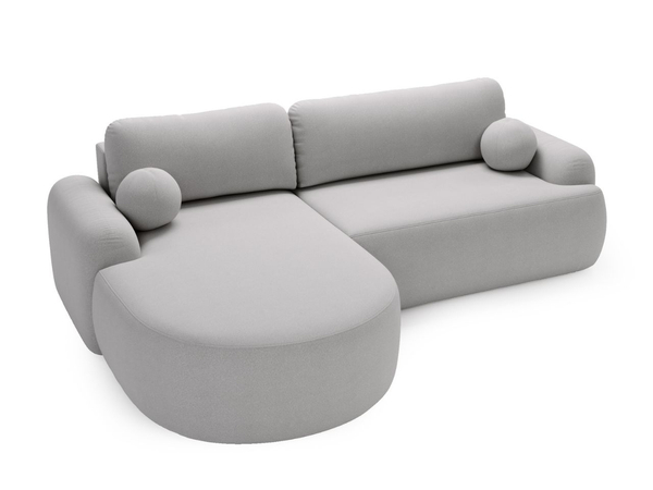 Ecksofa L-Form Links mit Schlaffunktion und Bettkasten Aurio Grau