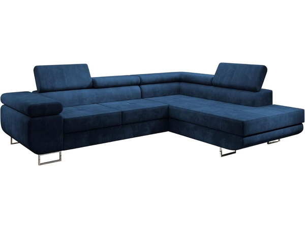 Ecksofa L-Form Rechts mit Schlaffunktion und Bettkasten Solam L Dunkelblau