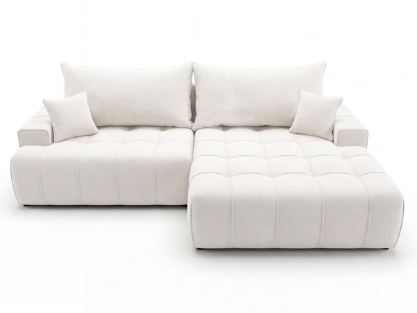 Ecksofa L-Form mit Schlaffunktion und Bettkasten Tulio Rechts Creme