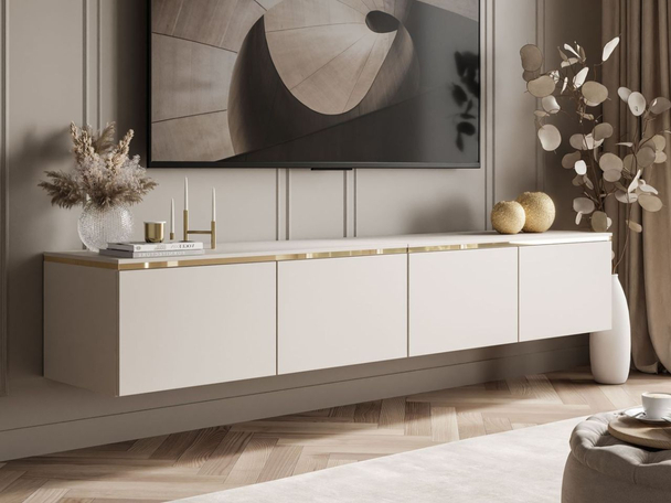 TV-Schrank zum Hängen im Glamour-Stil mit LED-Beleuchtung Celle Kaschmir Matt