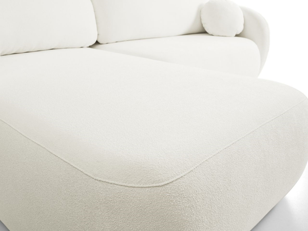 Ecksofa L-Form Links mit Schlaffunktion und Bettkasten Oreo Creme