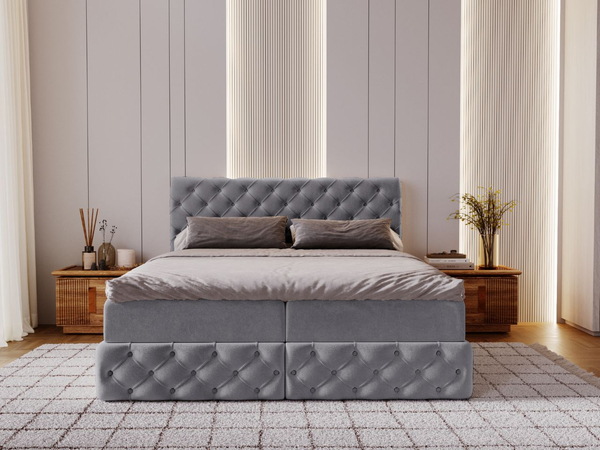 Boxspringbett mit Bettkasten 160x200 Canolo Grau