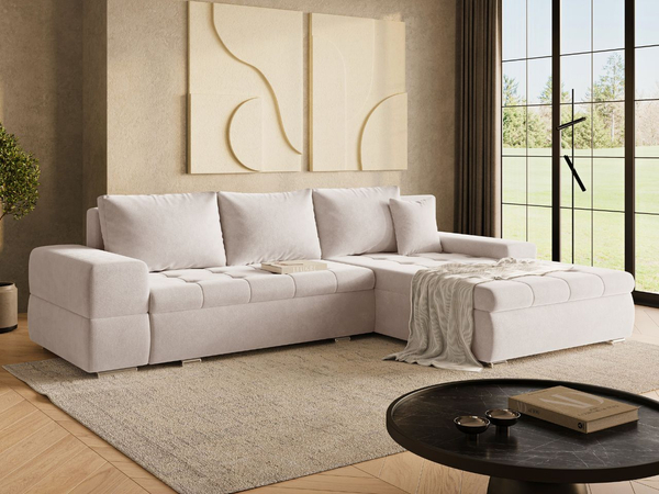 Ecksofa L-Form mit Schlaffunktion und Bettkasten Sonia Beige
