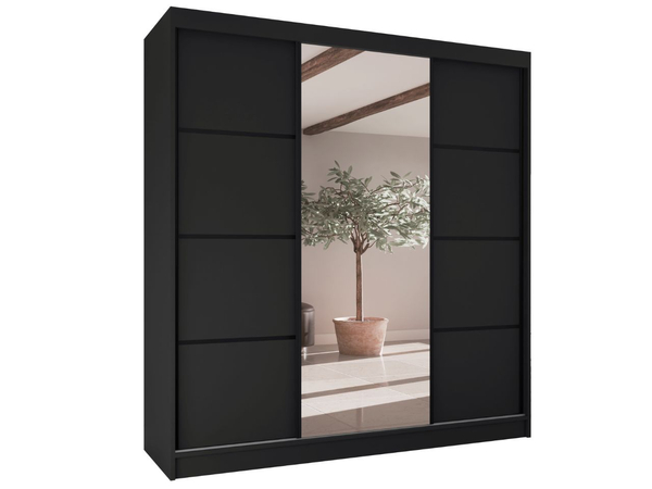 Schiebetürenschrank mit Spiegel 200 cm Vello Schwarz
