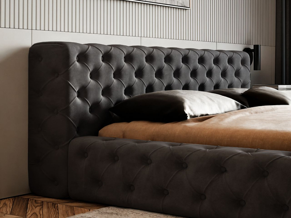 Polsterbett mit Bettkasten und Lattenrost 120x200 Palini Schwarz