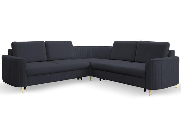 Ecksofa L-Form Links mit Schlaffunktion und Bettkasten Limon Dunkelblau