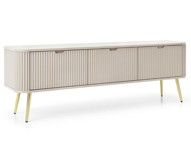 TV-Lowboard mit Türen Viva Beige auf Golden Beinen