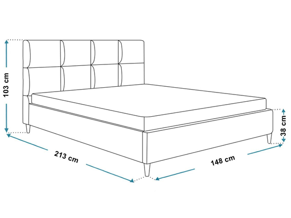 Polsterbett mit Lattenrost 140x200 Luxe Beige