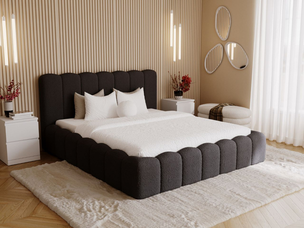 Polsterbett mit Bettkasten und Lattenrost 200x200 Smile Schwarz