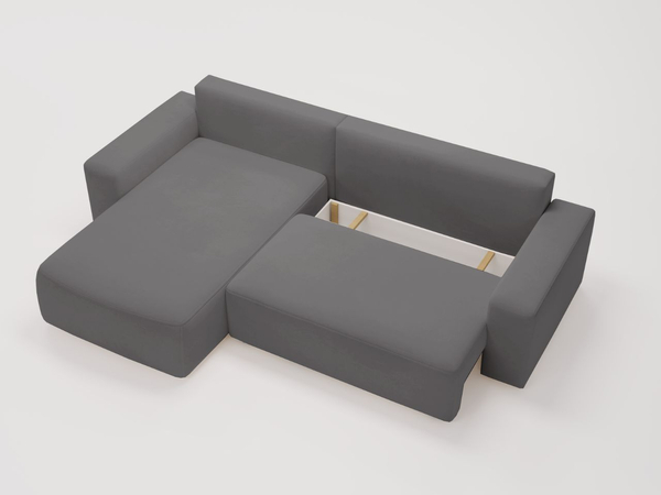 Ecksofa L-Form Links mit Schlaffunktion und Bettkasten Tazones Dunkelgrau