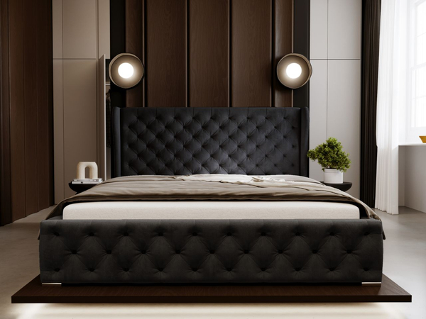 Polsterbett mit Bettkasten und Lattenrost 180x200 Kingston Schwarz