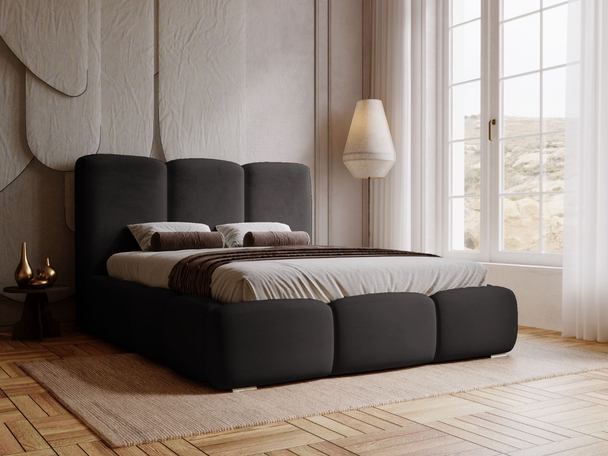 Polsterbett mit Bettkasten und Lattenrost 140x200 Bubble Schwarz