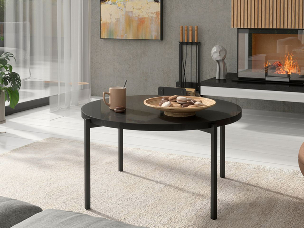 Runder Couchtisch Sevilla 84 cm Schwarz Glanz