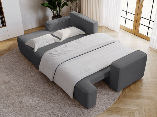 Ecksofa L-Form Links mit Schlaffunktion und Bettkasten California Grau
