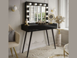 Schminktisch glamour mit Schubladen, Spiegel und LED-Beleuchtung Olivine Schwarz Hochglanz
