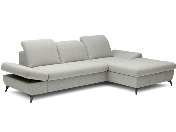 Ecksofa L-Form Rechts mit Schlaffunktion und Bettkasten Hannover Hellgrau