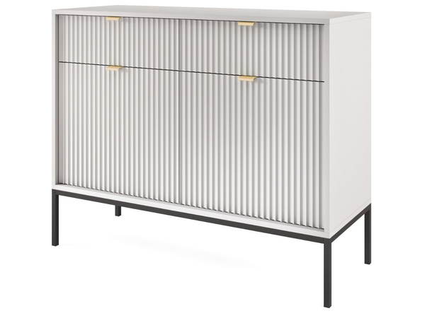 Kommode mit Türen und Schubladen Amber Grau, Schwarz Frame