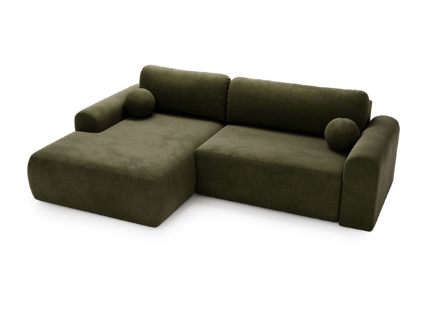 Ecksofa L-Form mit Schlaffunktion und Bettkasten Savana Links Grün