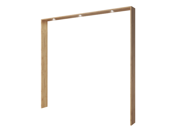Fünftüriger Kleiderschrank mit Drehtüren und LED-Beleuchtung Baffi Eiche Craft Gold, Weiß