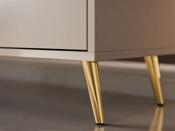 TV-Lowboard mit Türen auf goldenen Füßen Vivance, Kaschmir Hochglanz