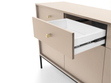 Kommode mit Türen sowie Schubladen mit Schwarz Metallbeinen 154 cm Amor Beige