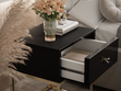 Nachttisch Glamour mit Schublade und goldenem Gestell Brisa Schwarz Hochglanz