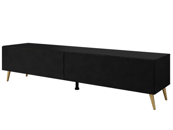 TV-Lowboard mit Türen auf Goldenen Metallbeinen 175 cm Sorelle Schwarz Matt
