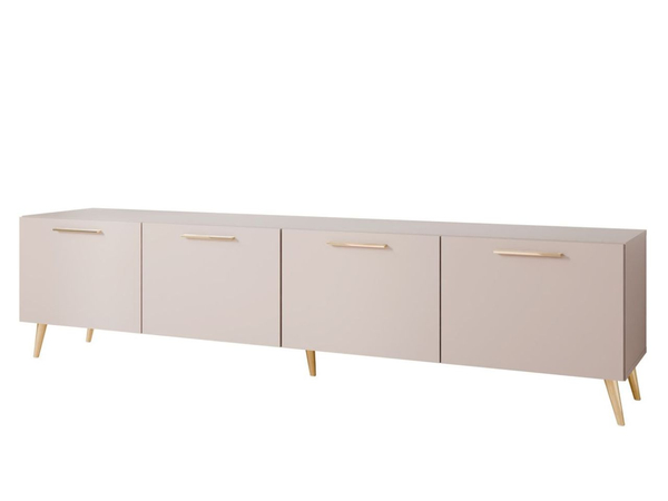 TV-Lowboard mit Türen und LED-Beleuchtung auf Goldenen Metallbeinen 200 cm Noaé Kaschmir