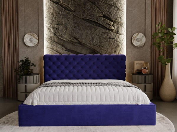 Polsterbett mit Bettkasten und Lattenrost 180x200 Apollo Blau