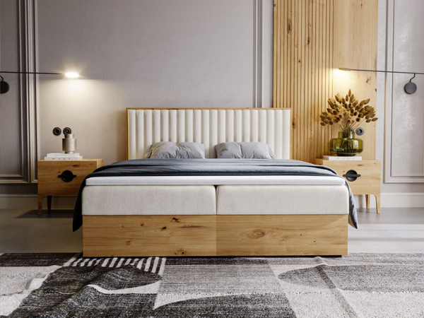 Boxspringbett mit Bettkasten 180x200 Forest Beige